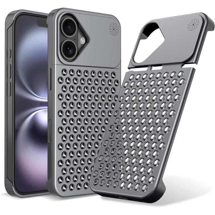 For iPhone 16 Kalebol Aromatherapy Aluminum Alloy Cooling Phone Case(Gray) - Immagine 1