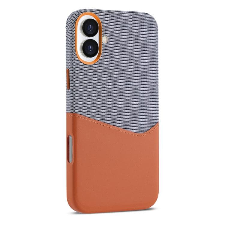 For iPhone 16 Kalebol Cloth Textue Stitching Card Slot Magnetic Phone Case(Orange) - Immagine 1
