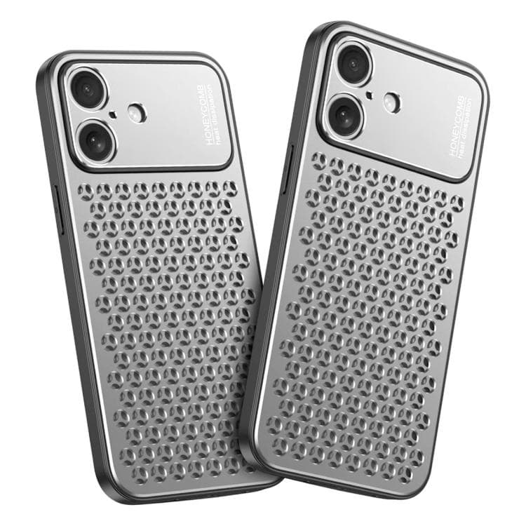 For iPhone 16 Kalebol Metal Cooling Breathable Hollow Phone Case(Silver) - Immagine 1