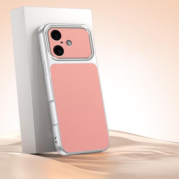 For iPhone 16 Lambskin Series Skin Feel Shockproof Phone Case(Pink) - Immagine 1