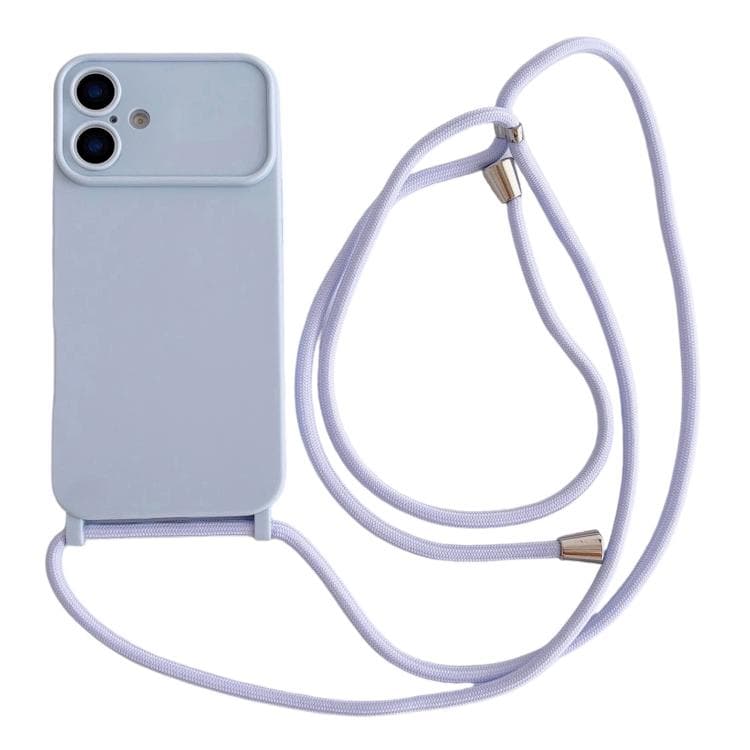 For iPhone 16 Large Camera Window Integrated Lanyard Holes Phone Case with Crossbody Thin Strap(Blue) - Immagine 1