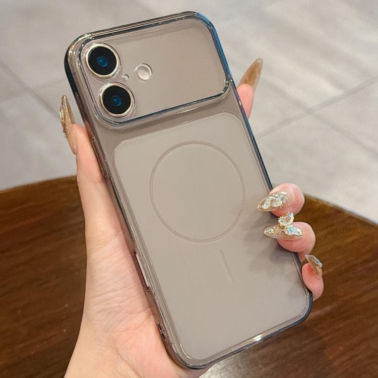 For iPhone 16 Large Window Precision Hole Translucent Frosted TPU Phone Case(Black) - Immagine 1