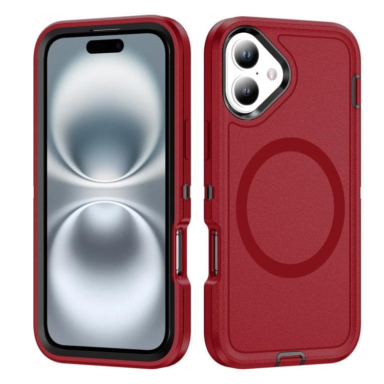For iPhone 16 Life Waterproof Rugged MagSafe Magnetic Phone Case(Red) - Immagine 1