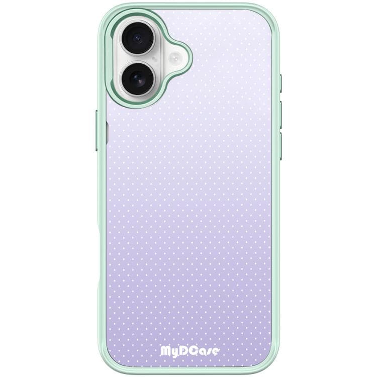 For iPhone 16 Light Purple Dots Pattern Magnetic Phone Case(Light Green) - Immagine 1