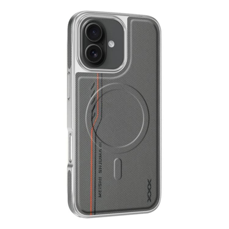 For iPhone 16 Line Print Diamond Texture Magnetic Vegan Leather Phone Case(Grey) - Immagine 1
