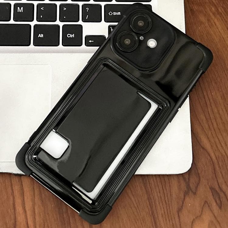 For iPhone 16 Macaron Color Side Card Slot TPU Phone Case(Black) - Immagine 1