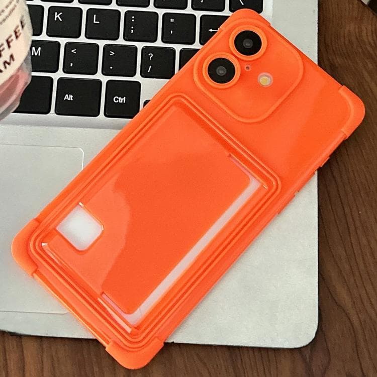 For iPhone 16 Macaron Color Side Card Slot TPU Phone Case(Orange) - Immagine 1