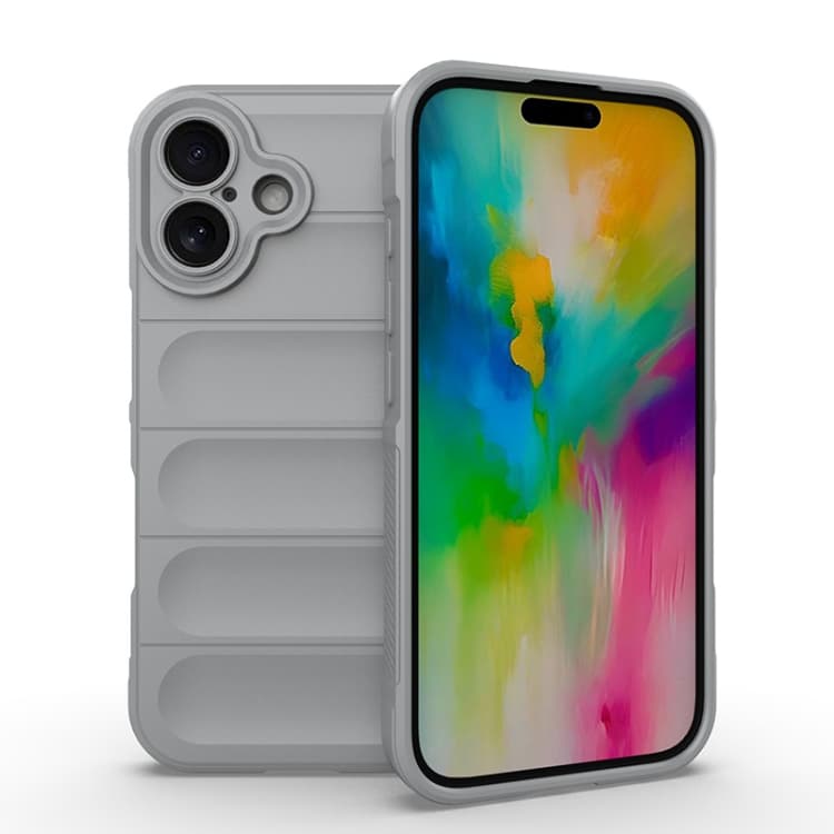 For iPhone 16 Magic Shield TPU + Flannel Phone Case(Grey) - Immagine 1