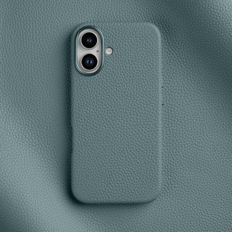 For iPhone 16 melkco Litchi Texture Magnetic Full Coverage Genuine Leather Phone Case(Light Blue) - Immagine 1