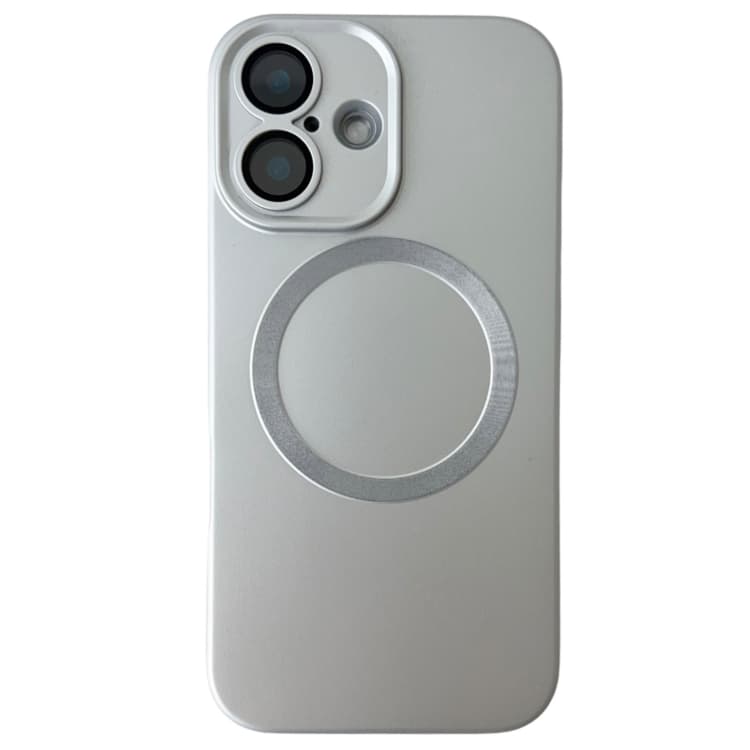 Custodia per iPhone 16 in TPU con texture metallica e MagSafe (Argento) - Immagine 1