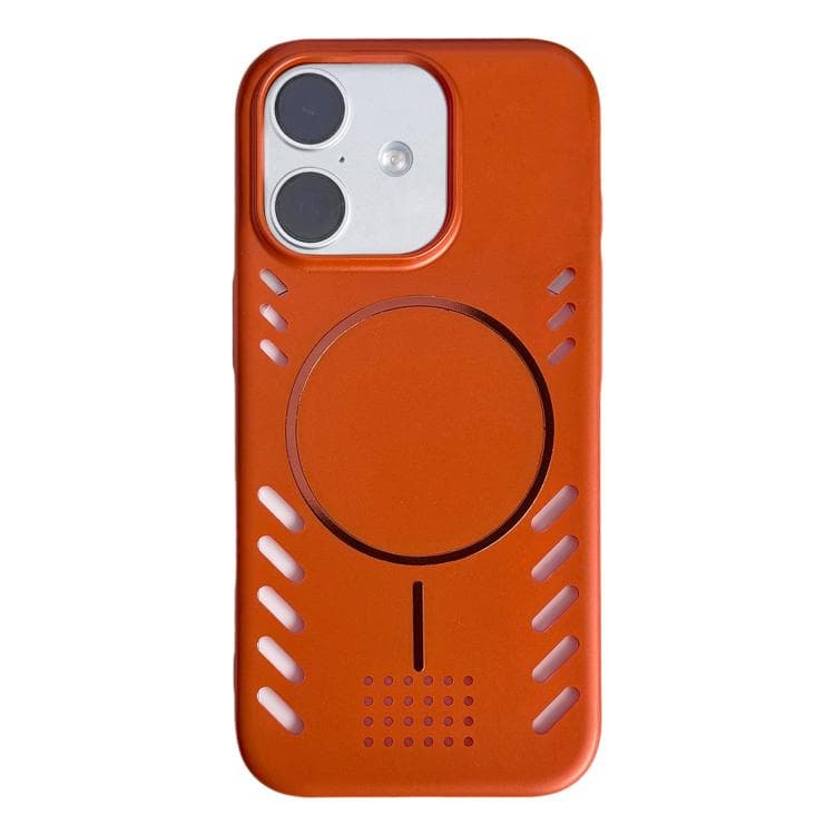 For iPhone 16 Metallic Paint Cooling PC Magnetic Phone Case(Starry Orange) - Immagine 1