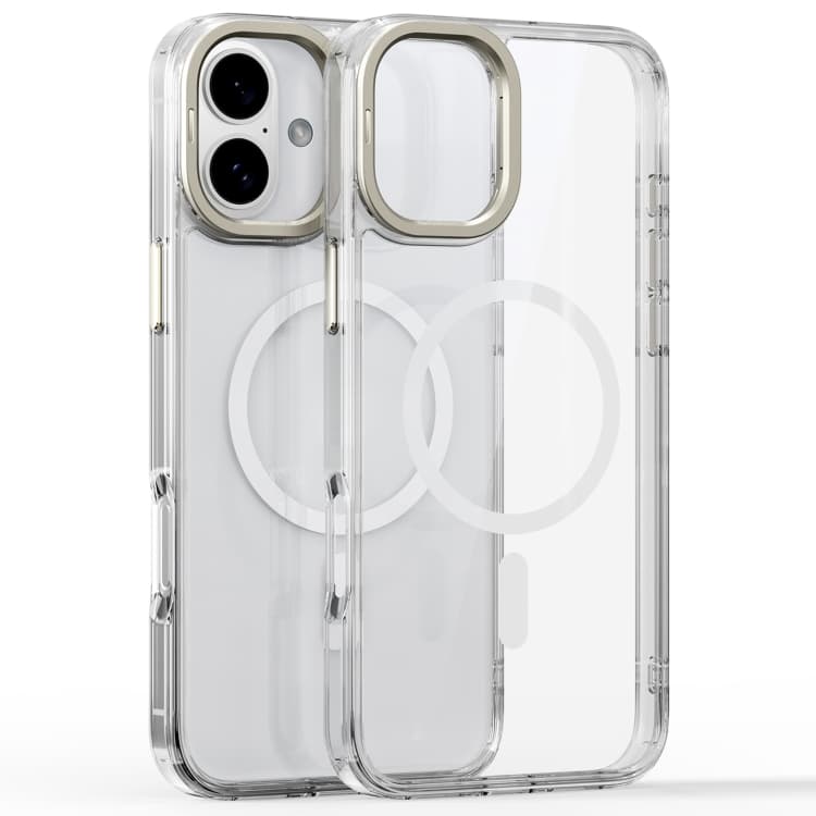 For iPhone 16 Mirror Crystal Clear Lens Holder MagSafe Magnetic Phone Case(Transparent) - Immagine 1