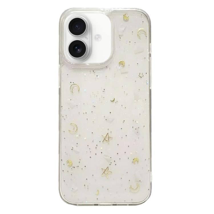 For iPhone 16 Moon Star Shell Glitter Epoxy TPU Phone Case(Transparent) - Immagine 1