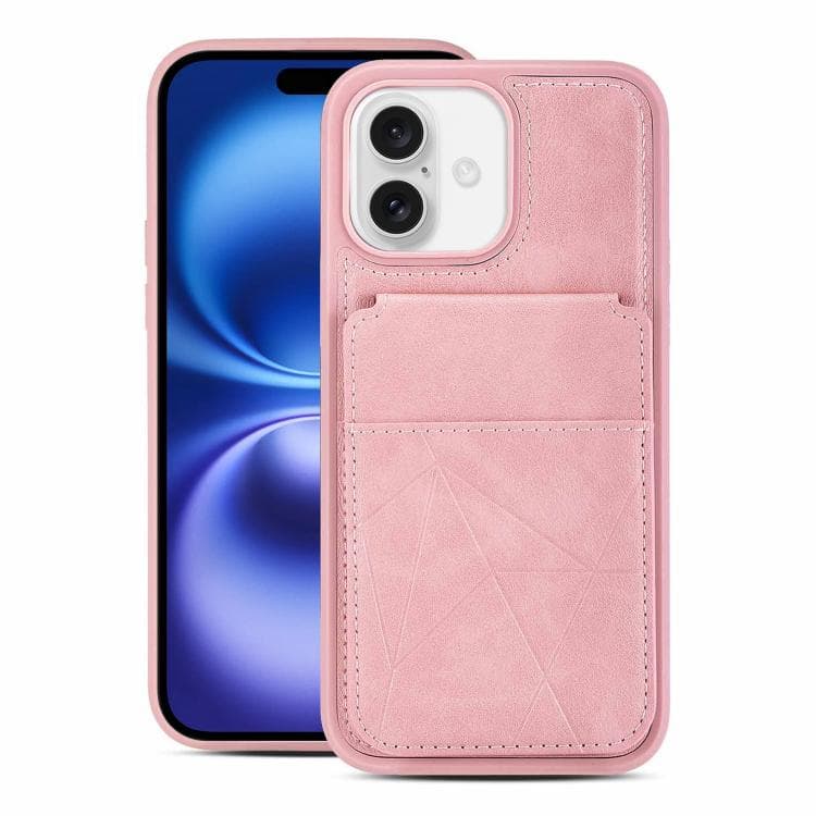 For iPhone 16 Multifunctional Vertical Flip Card Wallet Holder Vegan Leather Back Phone Case(Pink) - Immagine 1