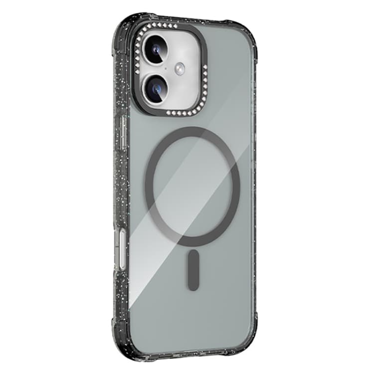 For iPhone 16 Mutural Blink Series Glitter Edge MagSafe Magnetic Phone Case(Black) - Immagine 1