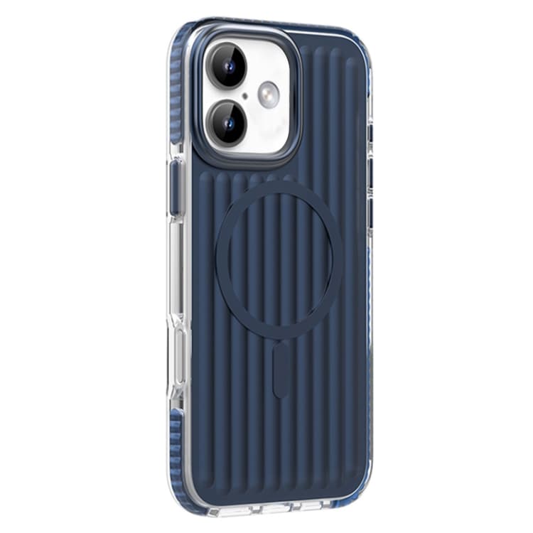 For iPhone 16 Mutural Corrugated Texture Magsafe Magnetic Shockproof Phone Case(Blue) - Immagine 1