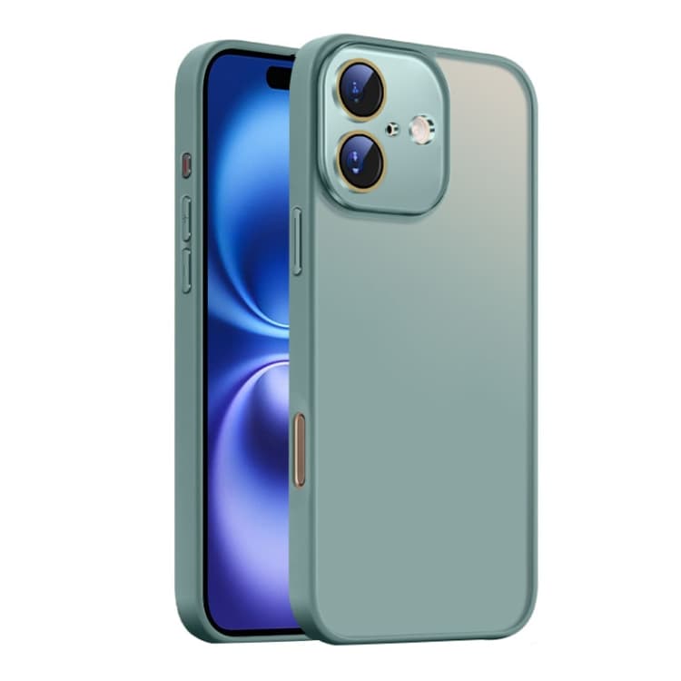 For iPhone 16 Nano Semi-transparent Frosted Skin Feel Phone Case(Deep Cyan) - Immagine 1