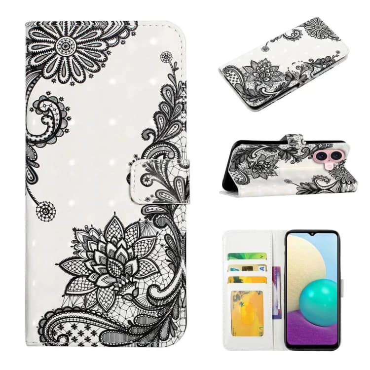 For iPhone 16 Oil Embossed 3D Drawing Leather Phone Case(Lace Flower) - Immagine 1