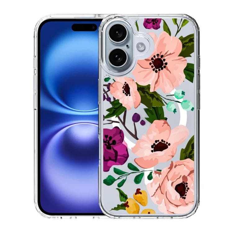 For iPhone 16 Pattern Printing TPU + PC Magnetic Shockproof Phone Case(Pink 009) - Immagine 1