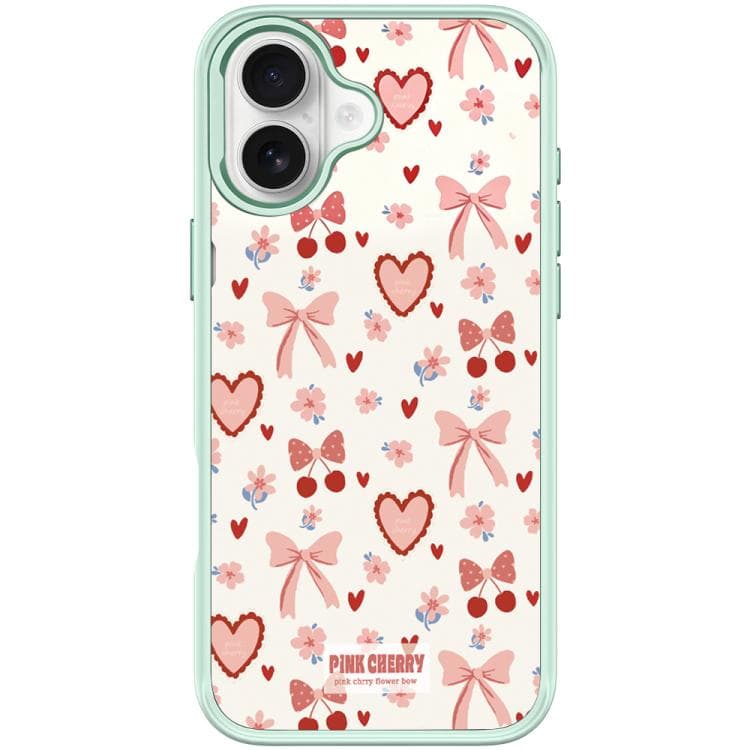 For iPhone 16 Pink Lover Pattern Magnetic Phone Case(Light Green) - Immagine 1