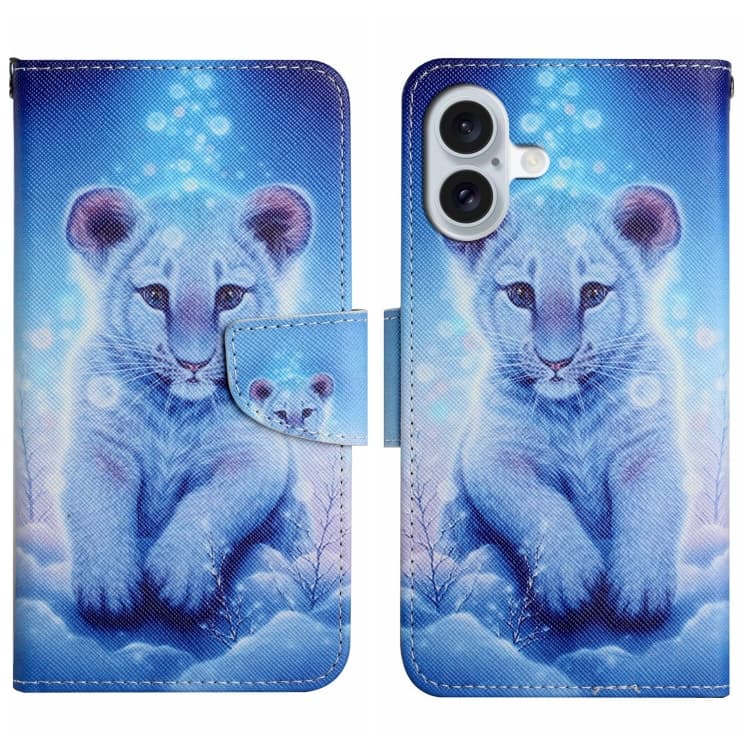 For iPhone 16 Plus 3D Colored Drawing Flip Leather Phone Case(Leopard) - Immagine 1
