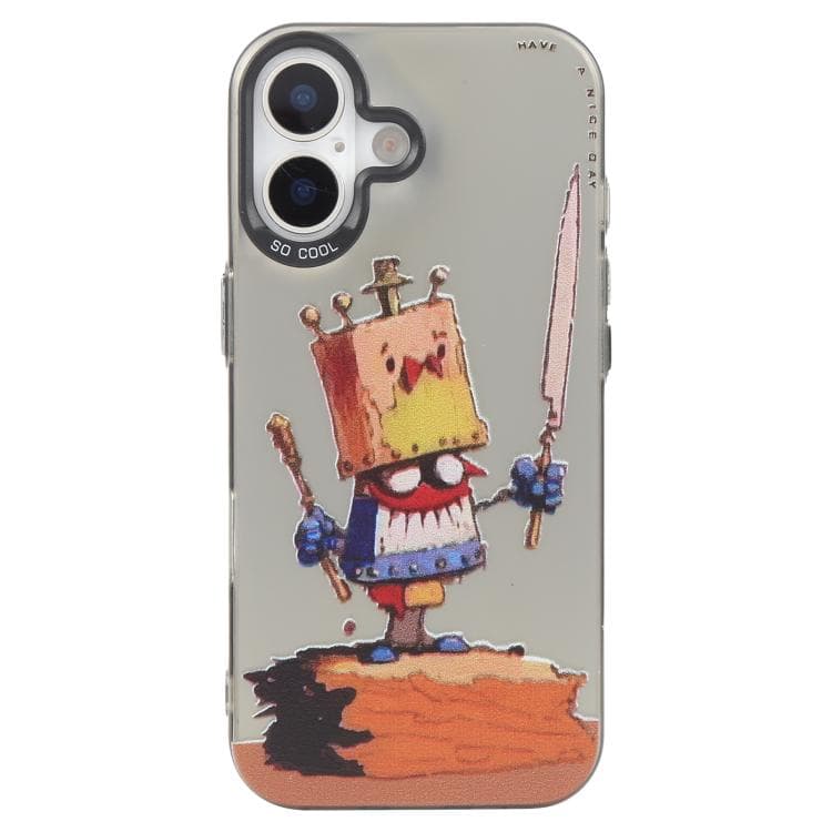 For iPhone 16 Plus Animal Pattern Oil Painting Series PC + TPU Phone Case(Clown) - Immagine 1