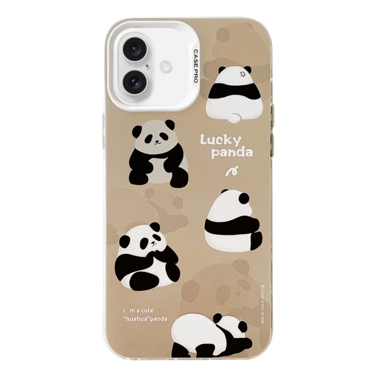 For iPhone 16 Plus Electroplated Silver Series PC Protective Phone Case(Brown Panda) - Immagine 1