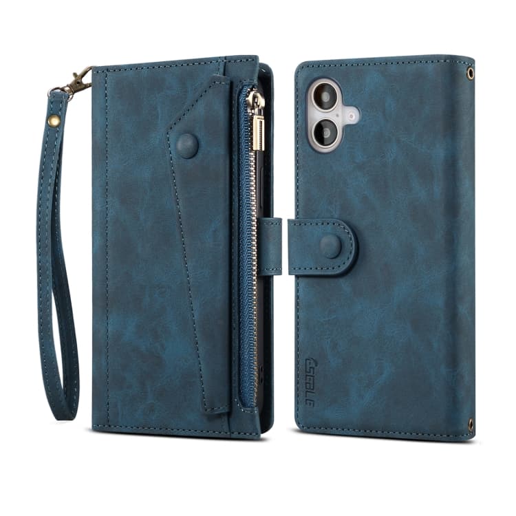For iPhone 16 Plus ESEBLE Retro Frosted RFID Flip Leather Phone Case(Dark Green) - Immagine 1