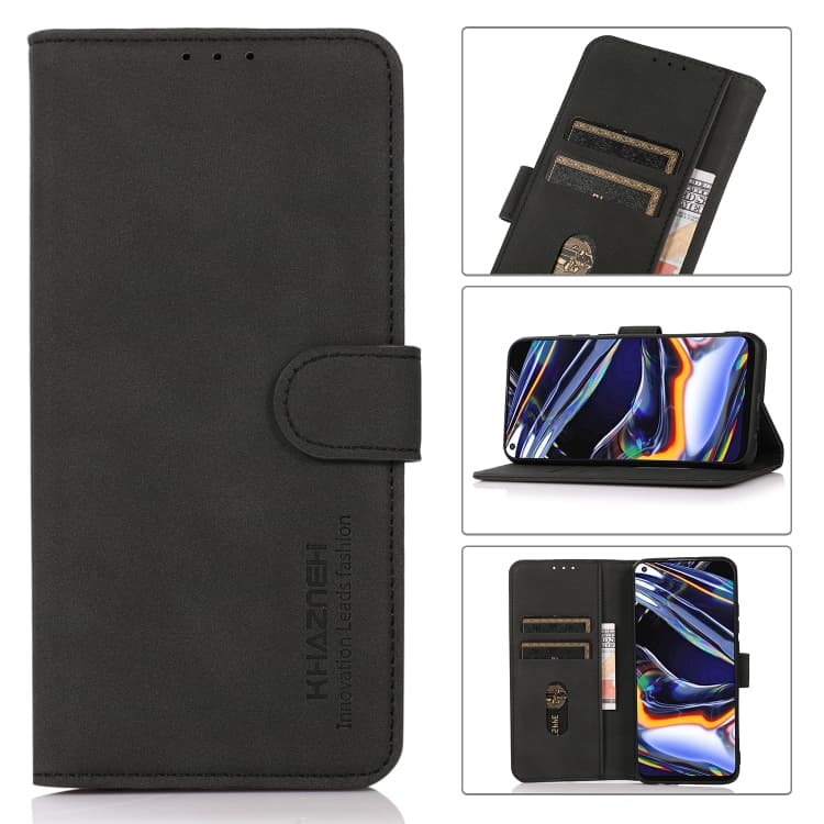 Fondina per iPhone 16 Plus KHAZNEH in pelle con texture opaca (Nero) - Immagine 1