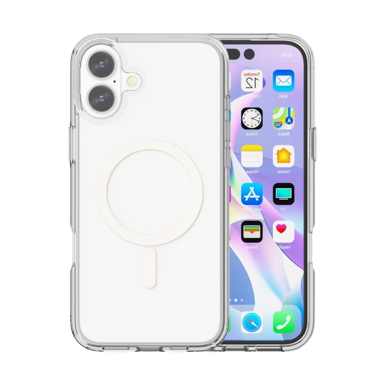 Per iPhone 16 Plus Custodia Magnetica Trasparente Stile Terminator con MagSafe (Trasparente) - Immagine 1