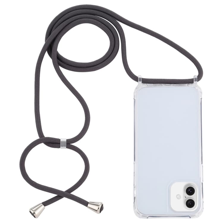 Custodia protettiva per iPhone 16 Plus in acrilico trasparente con airbag antiurto e laccetto (Grigio scuro) - Immagine 1