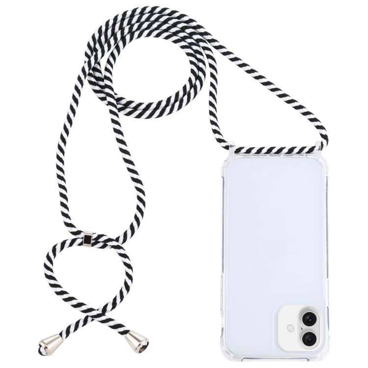Per iPhone 16 Plus Custodia Protettiva Trasparente in Acrilico Antishock con Cinturino (Zebra) - Immagine 1