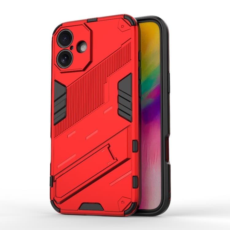 For iPhone 16 Punk Armor 2 in 1 PC + TPU Phone Case with Holder(Red) - Immagine 1
