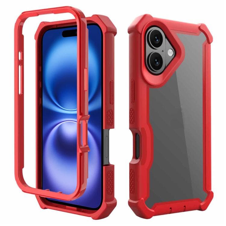 For iPhone 16 Reinforced Corner Design TPU + PC Shockproof Phone Case(Red) - Immagine 1