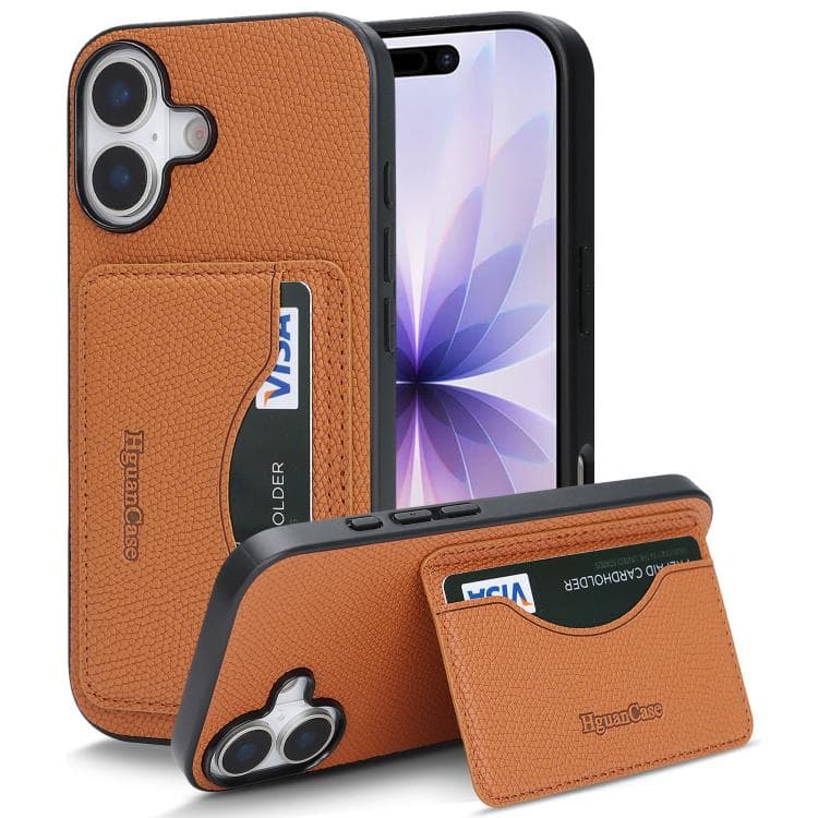 For iPhone 16 Retro Vegan Leather Magnetic Card Holder Back Phone Case(Brown) - Immagine 1