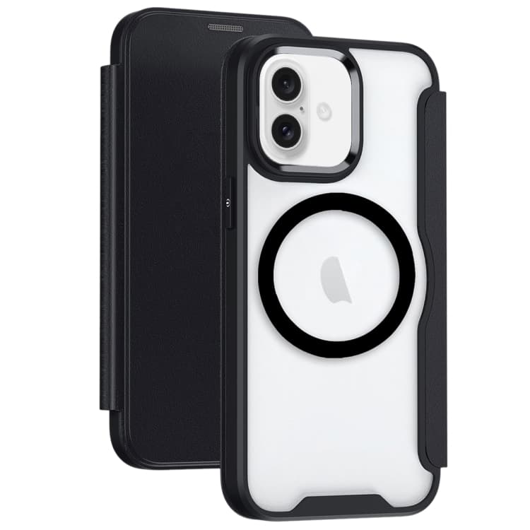For iPhone 16 RFID Blocking Adsorption Flip MagSafe Leather Phone Case(Black) - Immagine 1