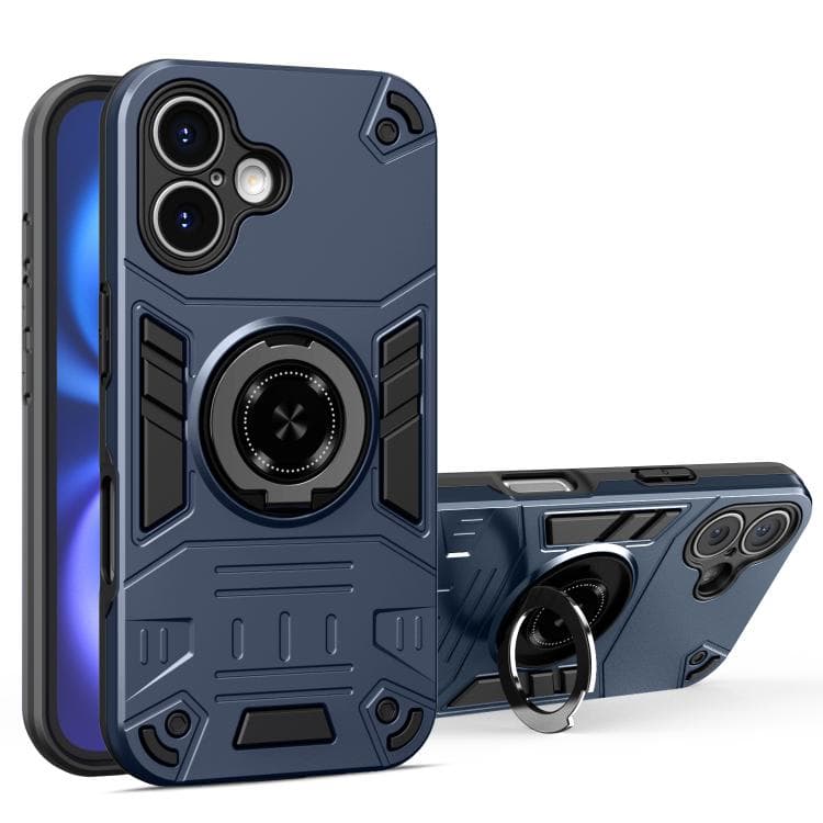 For iPhone 16 Rotating Holder TPU Hybrid PC Phone Case(Royal Blue) - Immagine 1