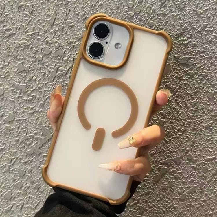 For iPhone 16 Semi-transparent Skin Feel Frosted MagSafe Phone Case(Brown) - Immagine 1