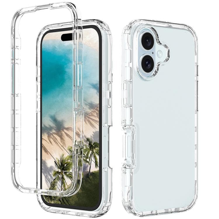 For iPhone 16 Shockproof Clear Gradient PC + TPU Phone Case(Transparent) - Immagine 1