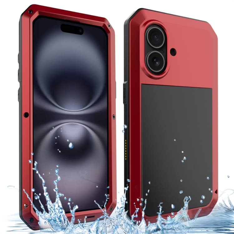 For iPhone 16 Shockproof IP54 Life Waterproof Phone Case(Red) - Immagine 1