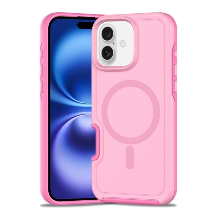 For iPhone 16 Shockproof MagSafe Armor PC Hybrid TPU Phone Case(Purple Pink) - Immagine 1