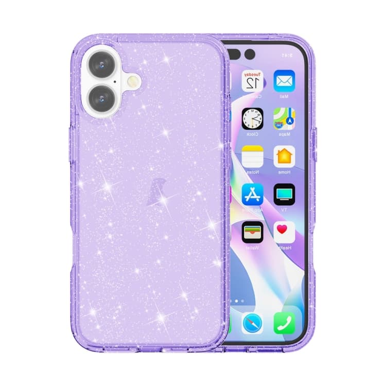 For iPhone 16 Shockproof Terminator Glitter Powder Phone Case(Purple) - Immagine 1