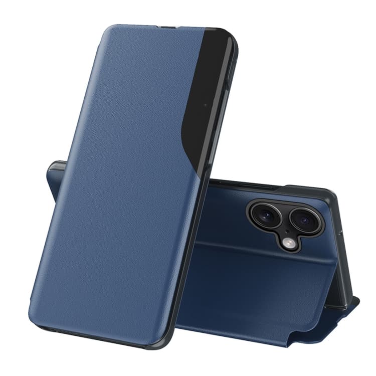 For iPhone 16 Side Display Flip Leather Phone Case(Blue) - Immagine 1