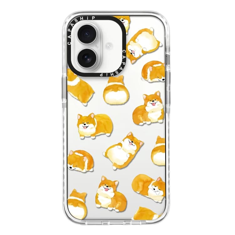 For iPhone 16 Simple Illustration Pattern Full Coverage Phone Case(Cute Dog Bear A) - Immagine 1