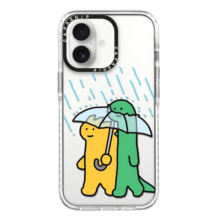 For iPhone 16 Simple Illustration Pattern Full Coverage Phone Case(Green Dinosaur B) - Immagine 1