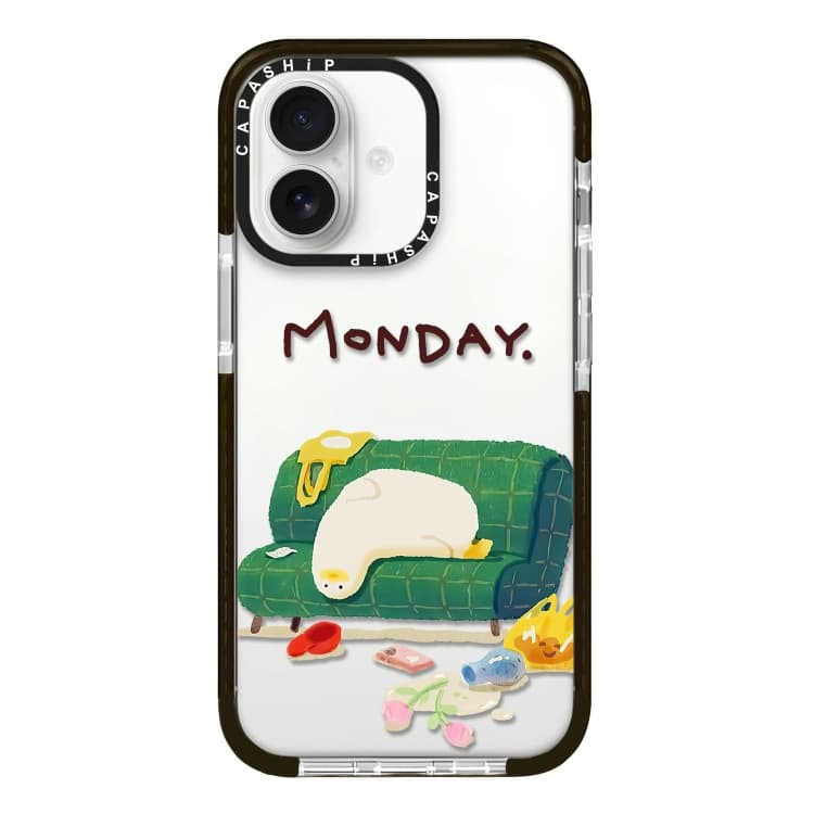 For iPhone 16 Simple Illustration Pattern Full Coverage Phone Case(Sleeping Duck A) - Immagine 1