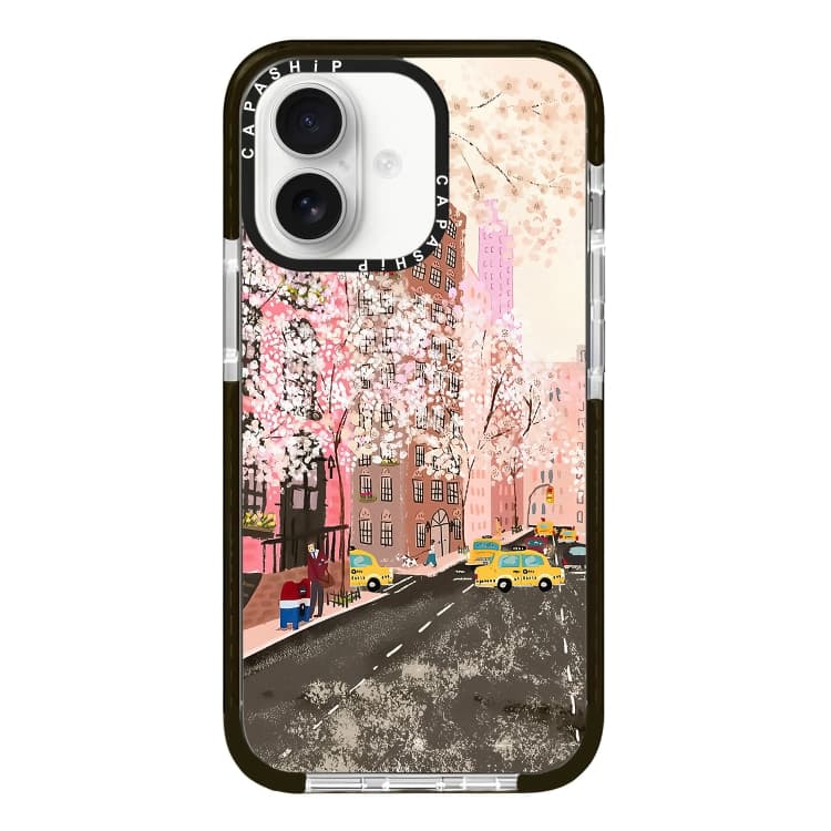 For iPhone 16 Simple Illustration Pattern Full Coverage Phone Case(Spring Scene B) - Immagine 1
