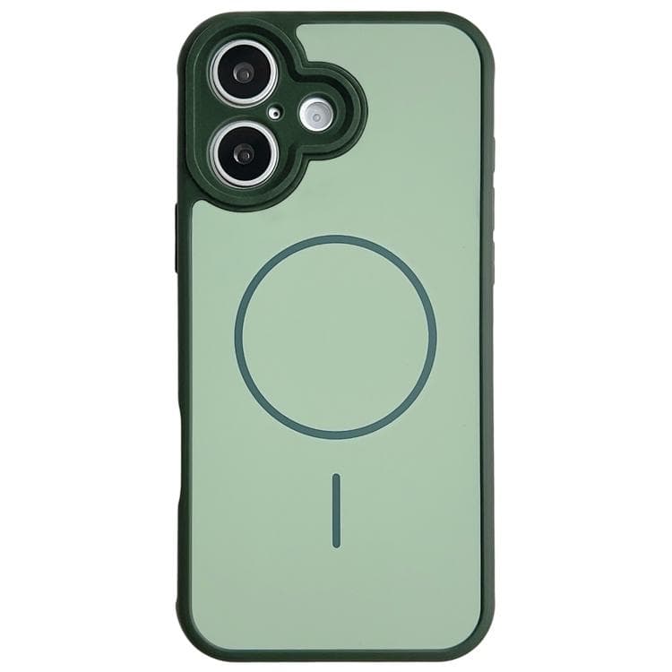 For iPhone 16 Skin Feel Color Blocking Cooling Magnetic Phone Case(Dark Green) - Immagine 1