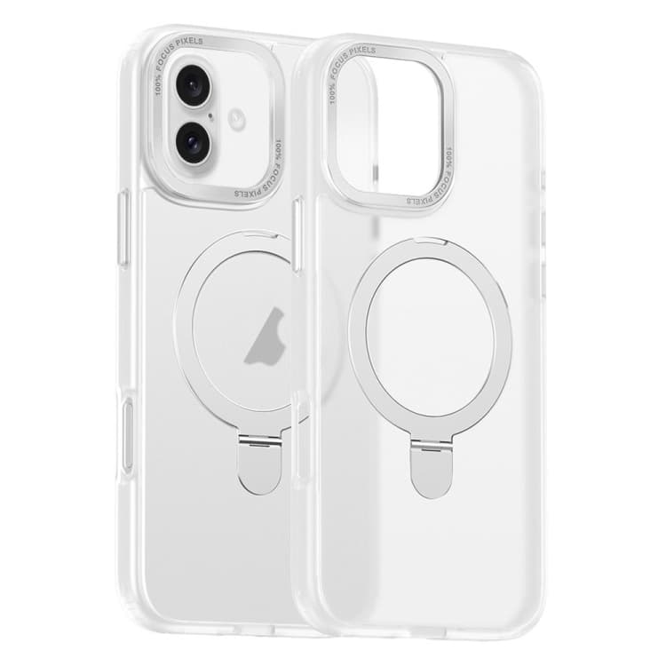For iPhone 16 Skin Feel MagSafe Magnetic Holder Phone Case(Transparent) - Immagine 1