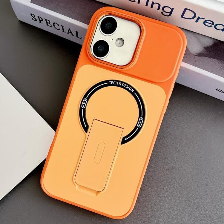 For iPhone 16 Skin-Feel TPU Hybrid PC Magnetic Phone Case with Kickstand(Orange) - Immagine 1
